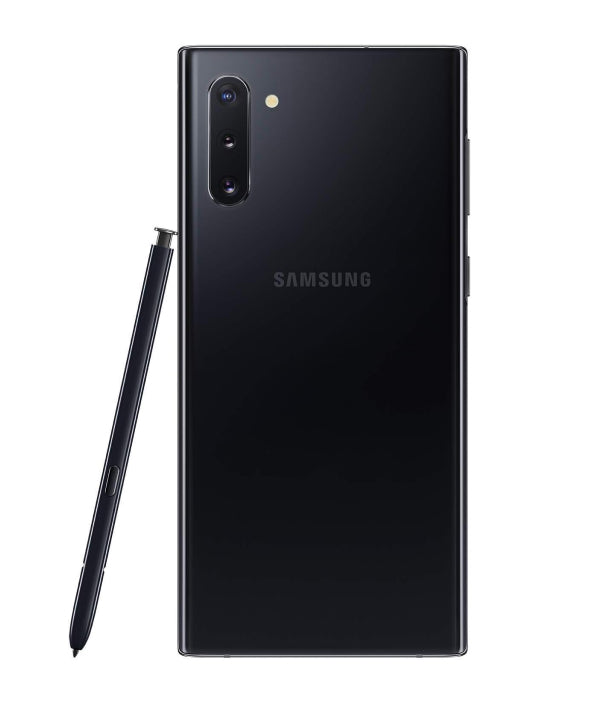 Samsung Galaxy Note 10 in sleek black, with a 6.3-inch display, powerful triple-camera system, and versatile S Pen for enhanced productivity