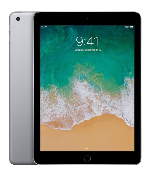 Apple iPad 6th Generation in Space Gray, showcasing a sleek design with a 10.9-inch Liquid Retina display, featuring a 12MP dual-camera system, and powered by the Apple M1 chip.