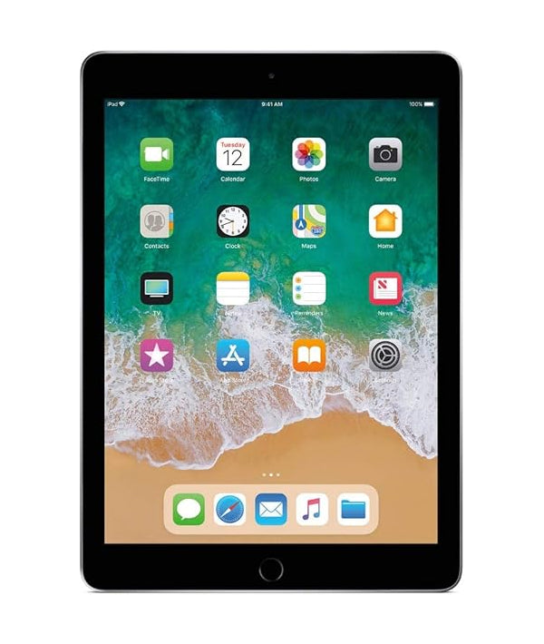 Apple iPad 6th Generation in Space Gray, showcasing a sleek design with a 10.9-inch Liquid Retina display, featuring a 12MP dual-camera system, and powered by the Apple M1 chip.